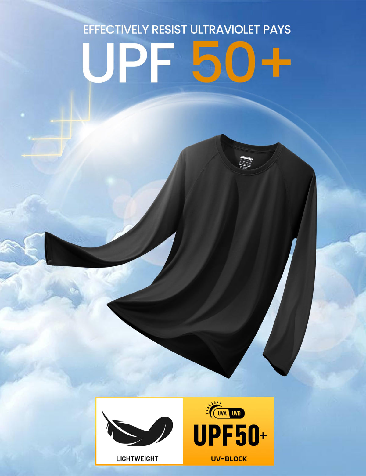 MAGCOMSEN Performance T Shirt Long Sleeve Men Camping Shirt Quick Dry Rashguard for Men Thermal Shirts for Mens Athletic Shirts Black
