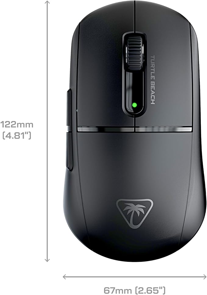 Turtle Beach Burst II Air Wireless Gaming Mouse - 47g Ultra Lightweight, Optical Switches, 26000 DPI Optical Sensor, 120-hour Rechargeable Battery, Symmetrical Design, Bluetooth, USB-C Cable – Black
