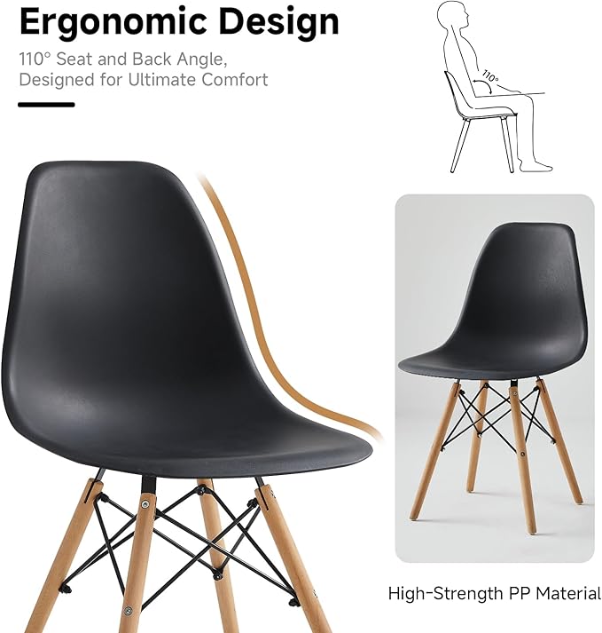 Round Dining Table Set for 4 31.5" Wood Dinner Table Circle Dining Table Kitchen Table Chairs Set of 4 with Wood Strip Base for Kitchen Living Room Space Saving Apartment(Black)