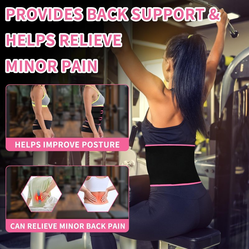 NEWCOO Sweat Waist Trainer For Women Men Waist Trimmer Sweat Belt Band Stomach Wrap Faja For Workout Weight Loss Lower Belly Fat Black/Pink