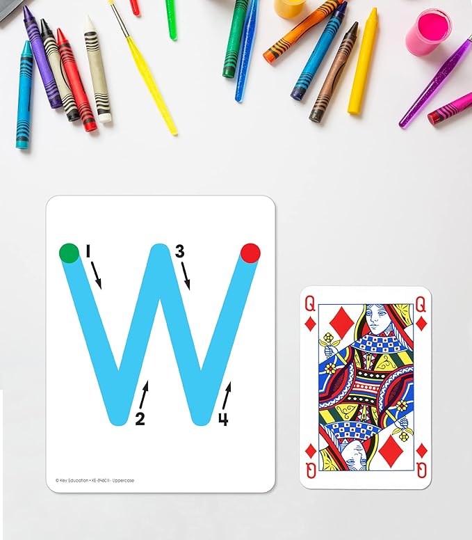 Key Education Textured Touch and Trace Alphabet Flash Cards, 26 Uppercase Letter Tracing Flashcards, ABC Preschool and Kindergarten Learning Activities