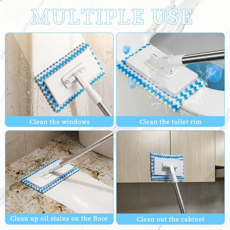 Snap Grip Mini Mop, Zero Touch MiniMop, Disposable Clip Mopstick Reusable Cloths, Retractable Gap Dust Cleaner Flat Mops with Locking Head & Sweeping Cloths (1*mop+5*Cloth)