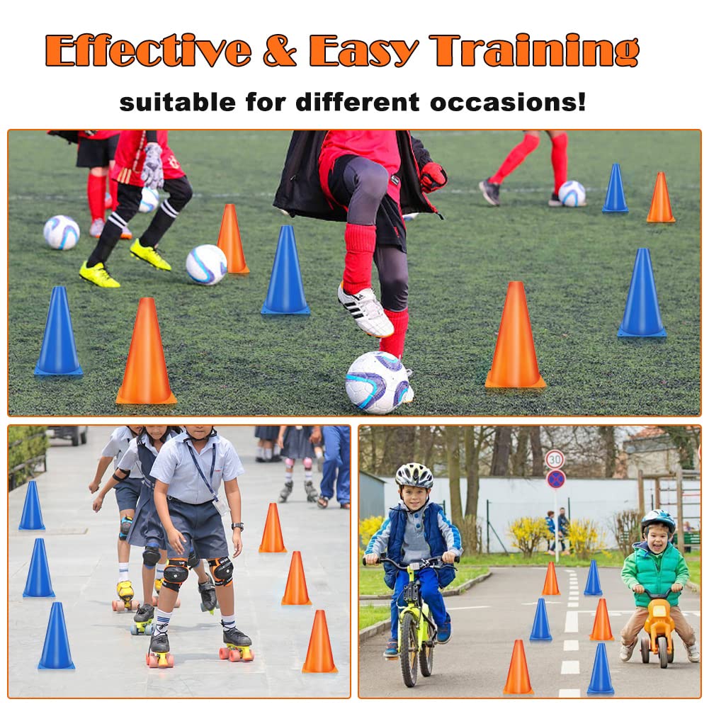 MIVERYEA Cones Sports 9 Inch, 15 Pack Training Cones for Soccer Practice, Agility Field Cone Set for Drills Football Basketball, Plastic Cones for Outdoor Indoor Games