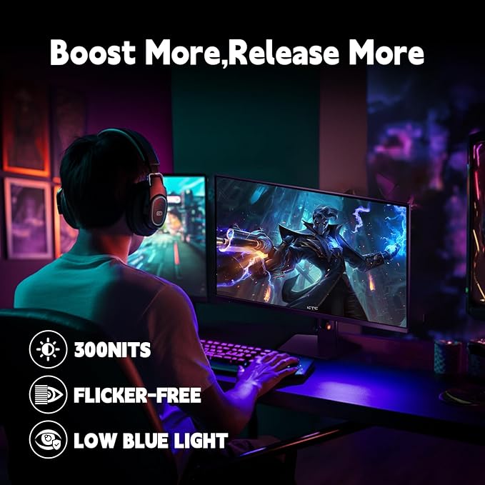 KTC Gaming Monitor 27 inch 180hz 1ms | Fast IPS Screen 1080p Monitor|2 x HDMI 2.0 &1 x Display Port 1.4 | Support Freesync and Wall Mount | 108% sRGB with HDR 10