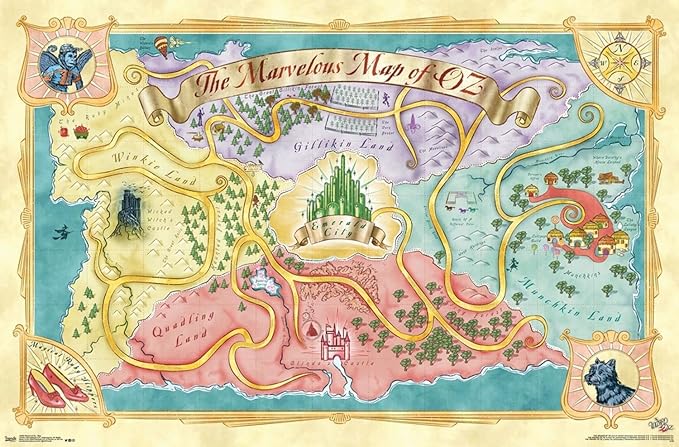 The Wizard Of Oz - Map Wall Poster, 19L" x 13W", Premium Unframed Version