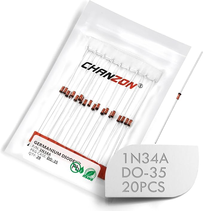 Chanzon 1N34A 1N34 Schottky Diode 50mA 65V DO-35 IN34A IN34 Axial