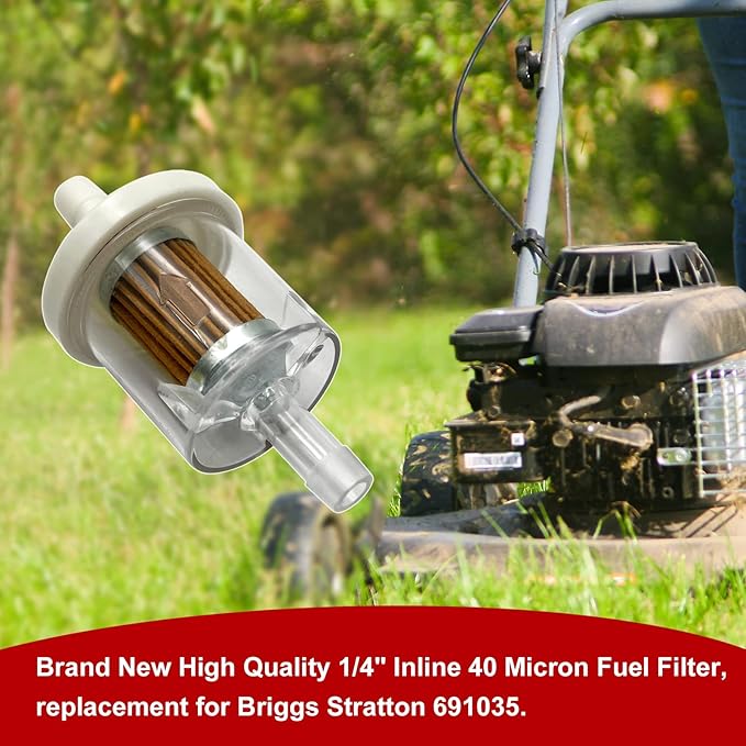 2-Pack 1/4" Inline Fuel Filter, 40 Micron Replacement