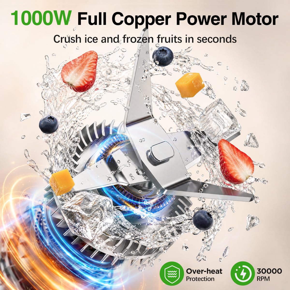 KOIOS Smoothie Blender, 1000W, Blenders Smoothies and Shakes, Frozen Drinks