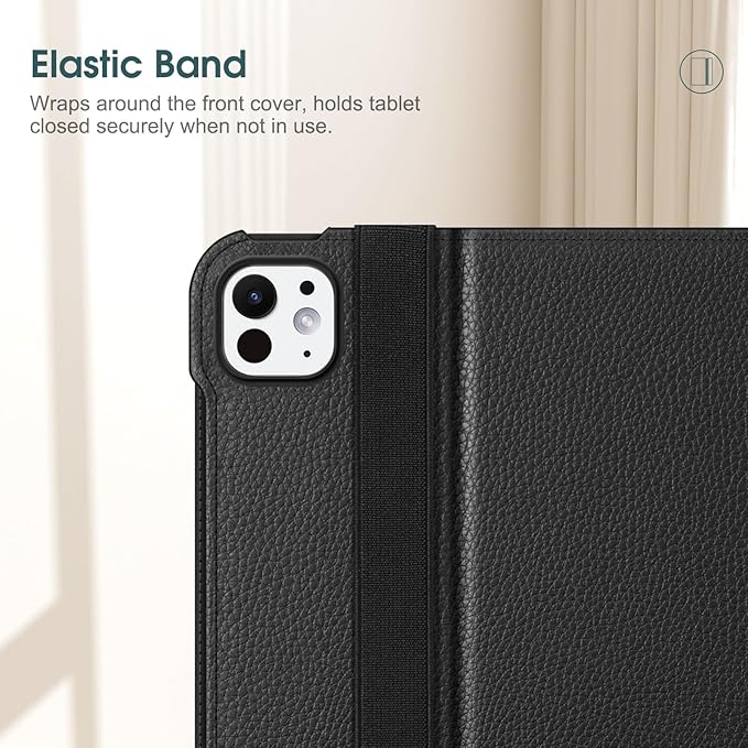 Fintie Folio Case for iPad Pro 11-inch (M5) 2025 / (M4) 2024 - Multiple Angles Viewing Stand Protective Cover with Pencil Holder & Pocket, Auto Wake/Sleep, Black