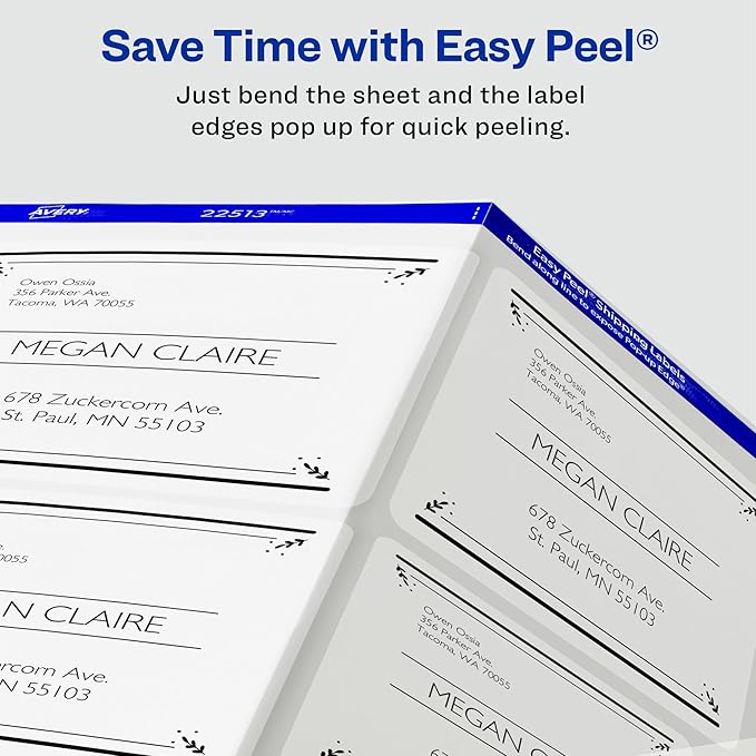 Avery Printable Shipping Labels with Sure Feed, 3-1/3" x 4", Matte Clear, 60 Blank Mailing Labels (18664)