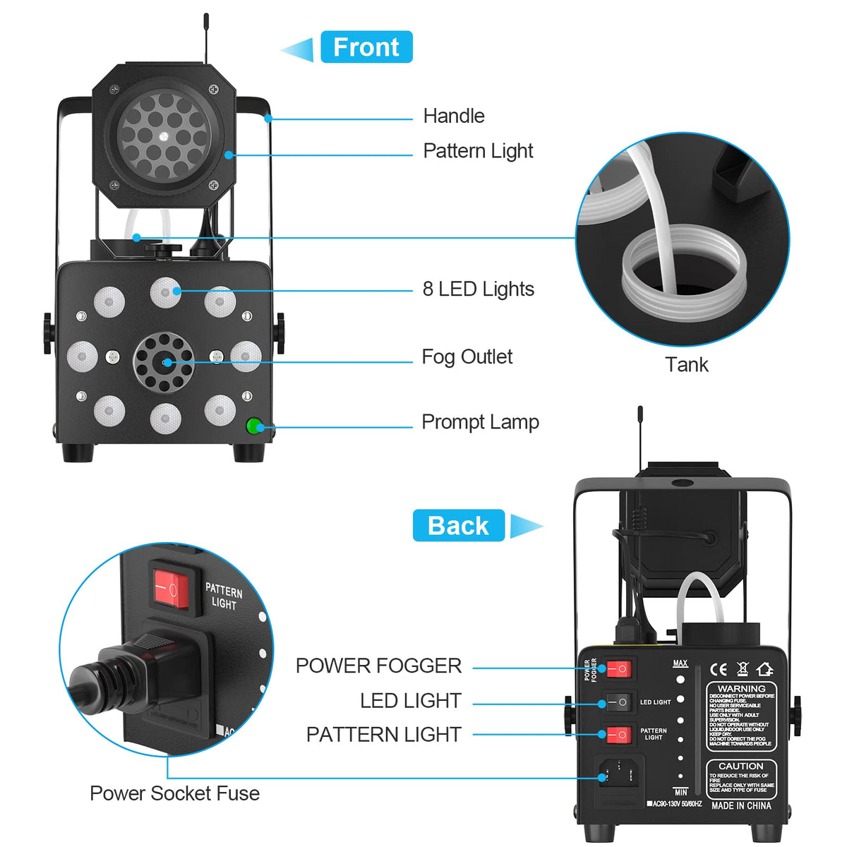 Hakuta Fog Machine with LED Projector Light