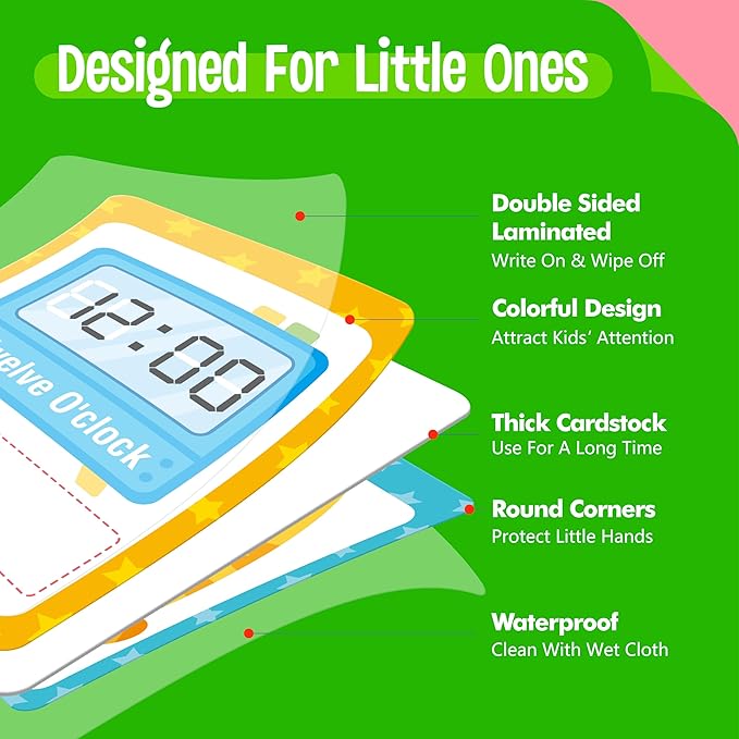 4 First Grade Learning Flipbooks, Double-Sided Mini Book Set - Spelling, Addition, Subtraction, Time, Week, Weather, Month, Holiday & Season Learning, Early Educational Tool for Kids