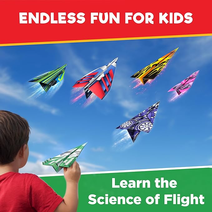 Doctor Jupiter My First Paper Airplane Book Kit for Kids Ages 6+ | Make & Fly 50+ Paper Airplanes with 500+ Stickers |Birthday Gift Ideas for 6-7-8-9-10 Year Old Boys & Girls | Airplane Toy, Craft Kit