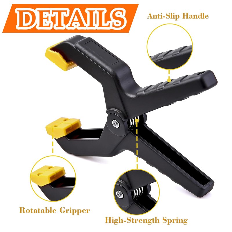 SZTCECDM 18 Pack Heavy Duty Spring Clamps, 3.5inch Multipurpose Woodworking Clamps, Balloon Arch & Tarp Clips for Backdrop Hanging, Secure Hold, Plastic Clips(Yellow)