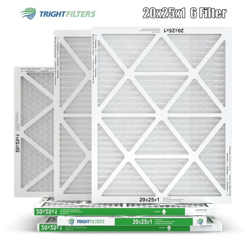 TRIGHTFILTERS 20x25x1 Air Filter 6 Pack, Durable MERV 8 Pleated Home HVAC AC Furnace Filters, Lightweight Compact Air Conditioner Filter Replacement