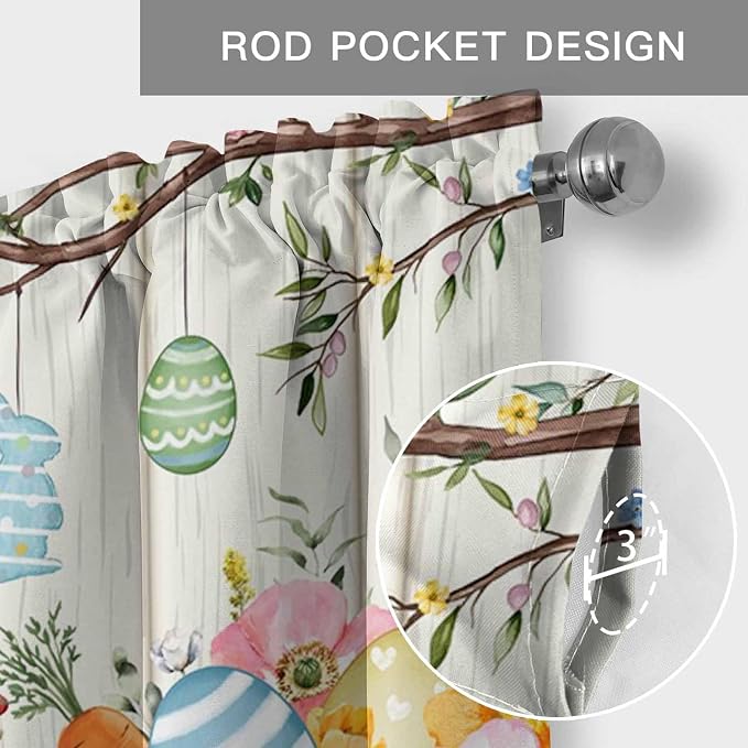 Easter Curtain Valances for Windows, Kitchen Valance Window Treatment, Spring