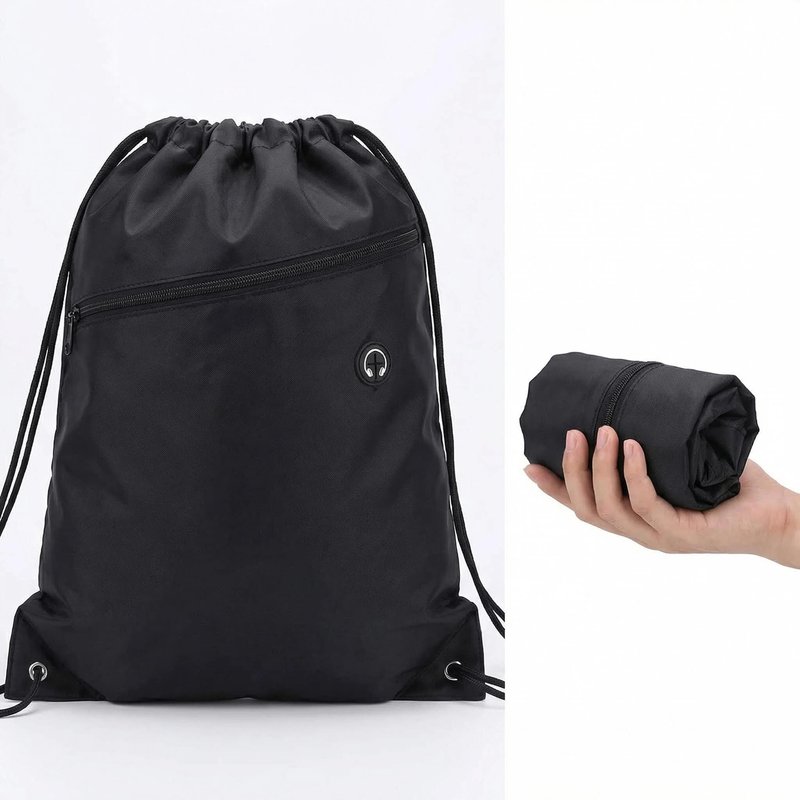 Drawstring Backpack, Waterproof Lightweight Foldable Gym Sack with Wide Shoulder Straps, Large Capacity Daypack for Work, School, Sports, Hiking, Travel, Durable Packable Bag