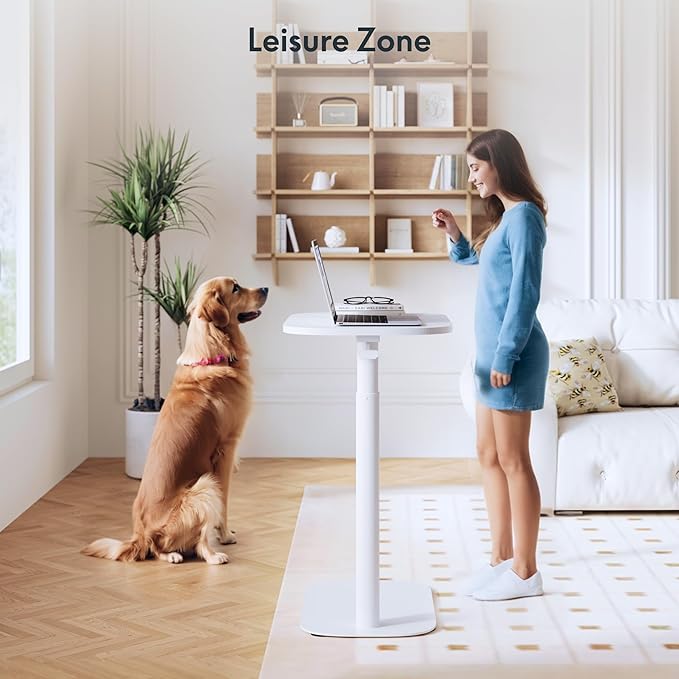 FLEXISPOT Adjustable C Table Mobile Snack Side End Table Sofa Couch Bedside Table Laptop Cart TV Tray Night Stand Small Space Side Table(23.6" W x 13.8" D,White)