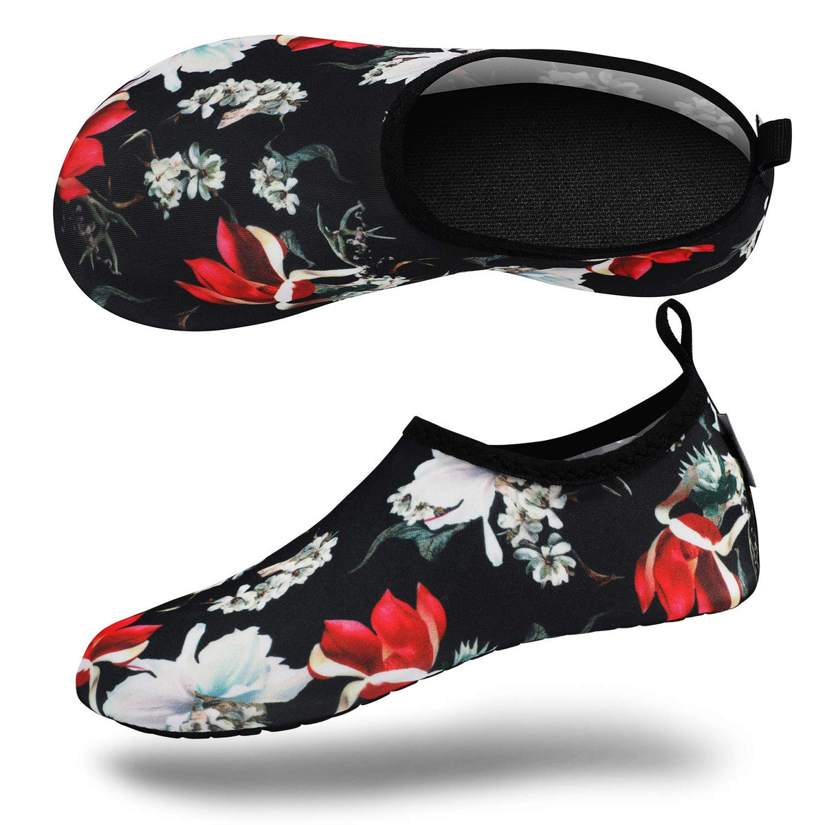 VIFUUR Water Sports Unisex Shoes Black Flower - 7.5-8.5 W US / 6-7 M US (38-39)