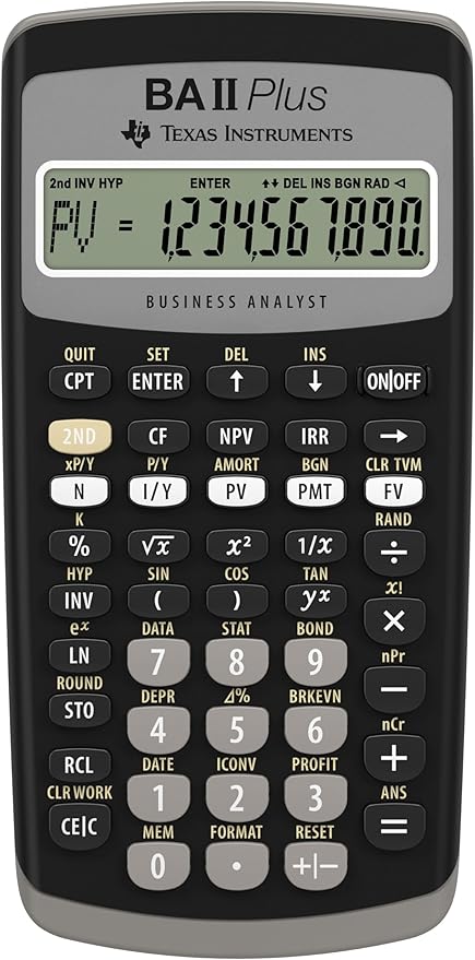 Texas Instruments BA II Plus Financial Calculator, Black Medium