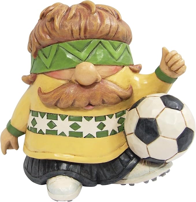 Enesco Jim Shore Heartwood Creek Athletes Soccer Player Goal-Oriented Gnome Mini Figurine- Resin Hand Painted Crafted Collectible Decorative Figurines Home Decor Sculpture Shelf Statue Gift, 4 Inch