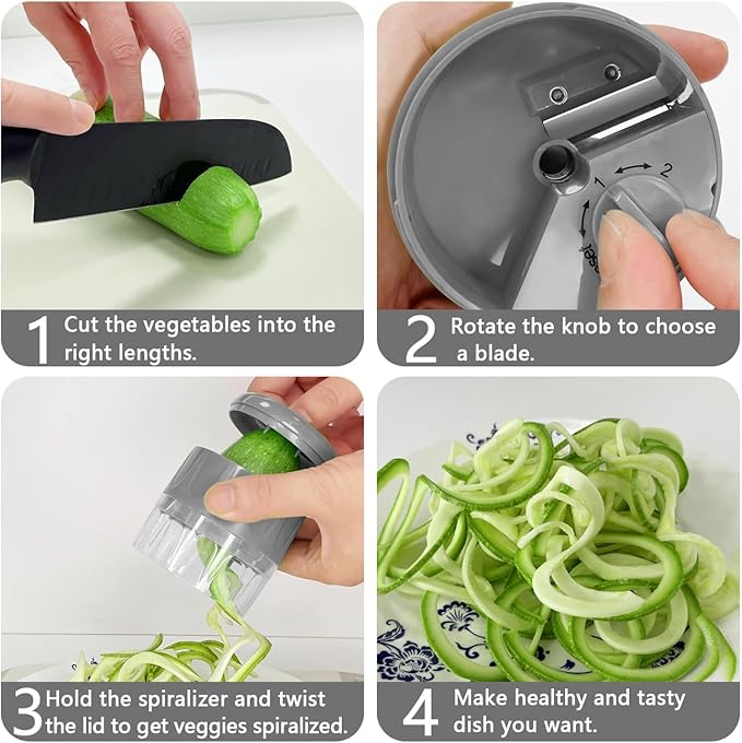 LHS Veggie Chopper with Container, 9 in 1 Manual Food Chopper Cutter, Grey
