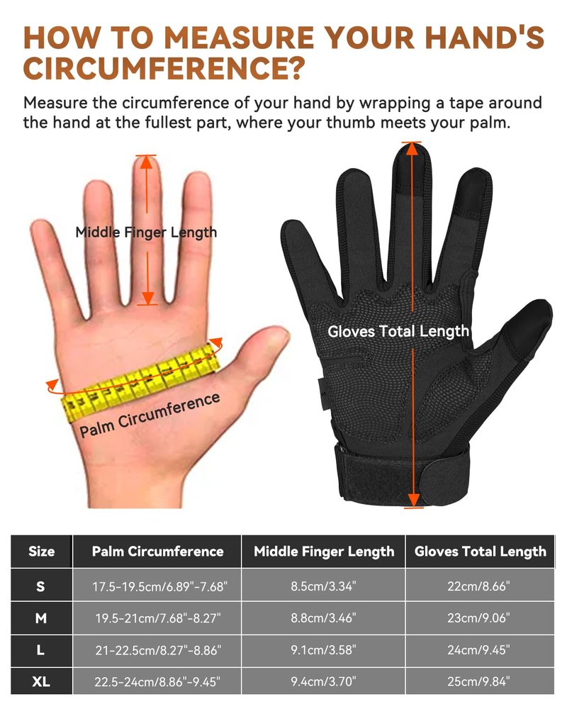 KUMGIM Tactical Gloves for Men Women, Motorcycle Gloves Touchscreen Airsoft Hunting Shooting Gloves Black Tan for Outdoor Paintball Work Motorcycle Climbing Survival Training