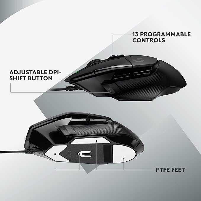 Logitech G502 X Wired Gaming Mouse - LIGHTFORCE Hybrid Optical-Mechanical Primary switches, Hero 25K Gaming Sensor, Compatible with PC - macOS/Windows - Black