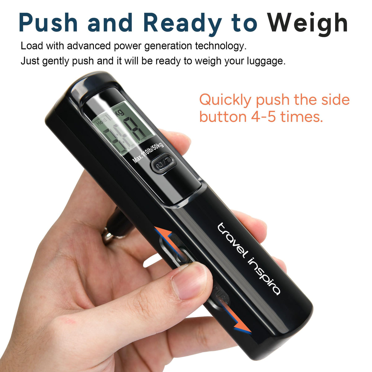 Battery-Free Luggage Scale – No Batteries Needed, Portable Digital Hanging Suitcase Weight Scale for Air Travel & Checked Bags, 110lb/50kg, LCD Display, Compact Travel Accessory