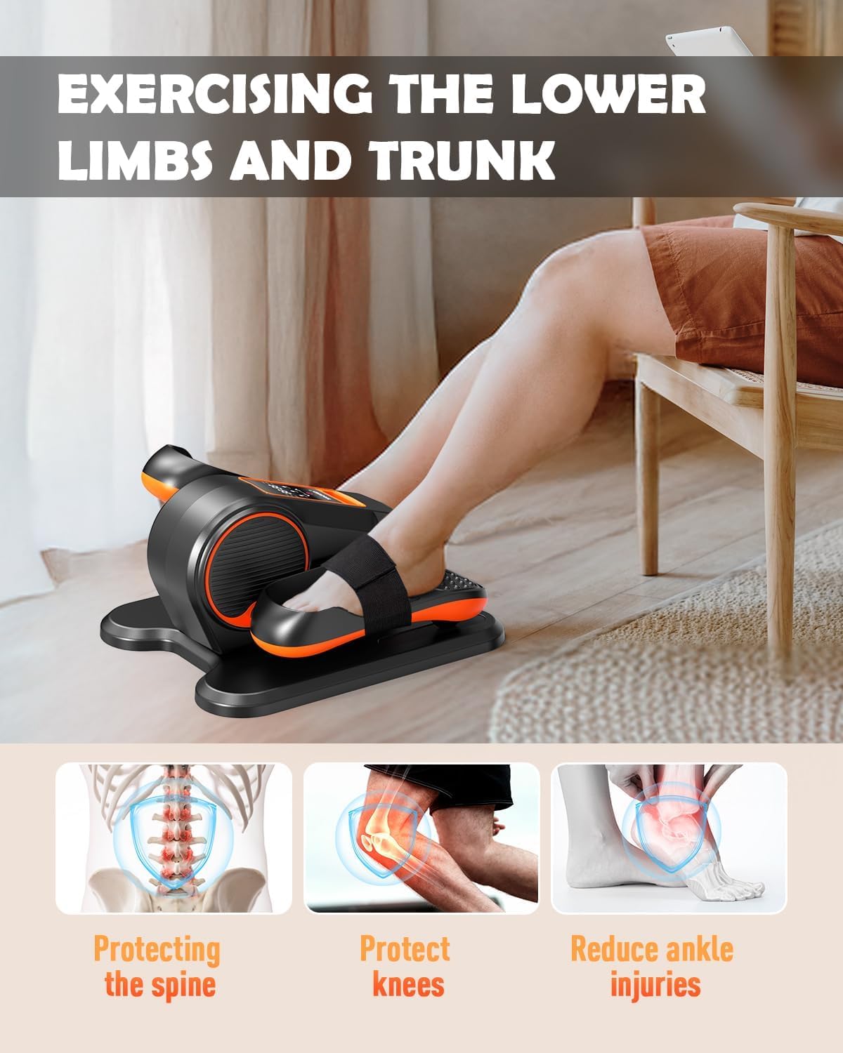 Yagud Under Desk Elliptical Machine, Electric Leg Exerciser as Seen on TV for Senior, Quiet Portable Seated Pedal Exerciser Machine with Remote Control, 12 Adjustable Speeds for Home Office