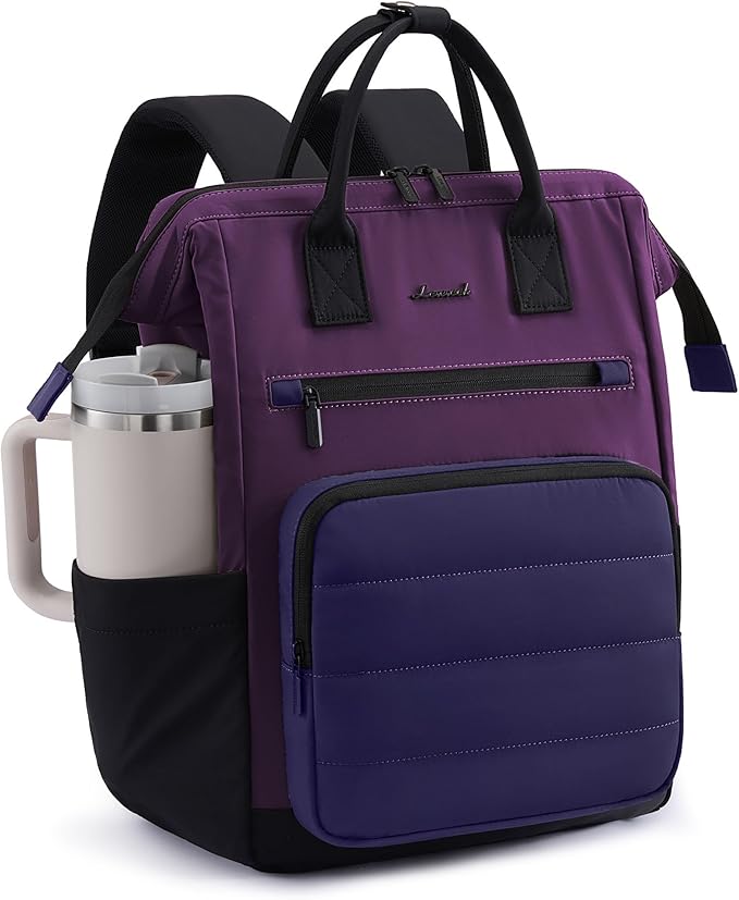 LOVEVOOK Puffer Laptop Backpack for Women, 15.6 Inch Work Backpack purse for Nurse Teacher, College Bookbag Personal Item Travel Bag Computer Daypack for Daily Commute