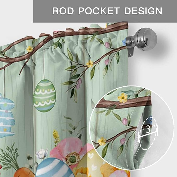 Easter Curtain Valances for Windows, Kitchen Valance Window Treatment, Spring