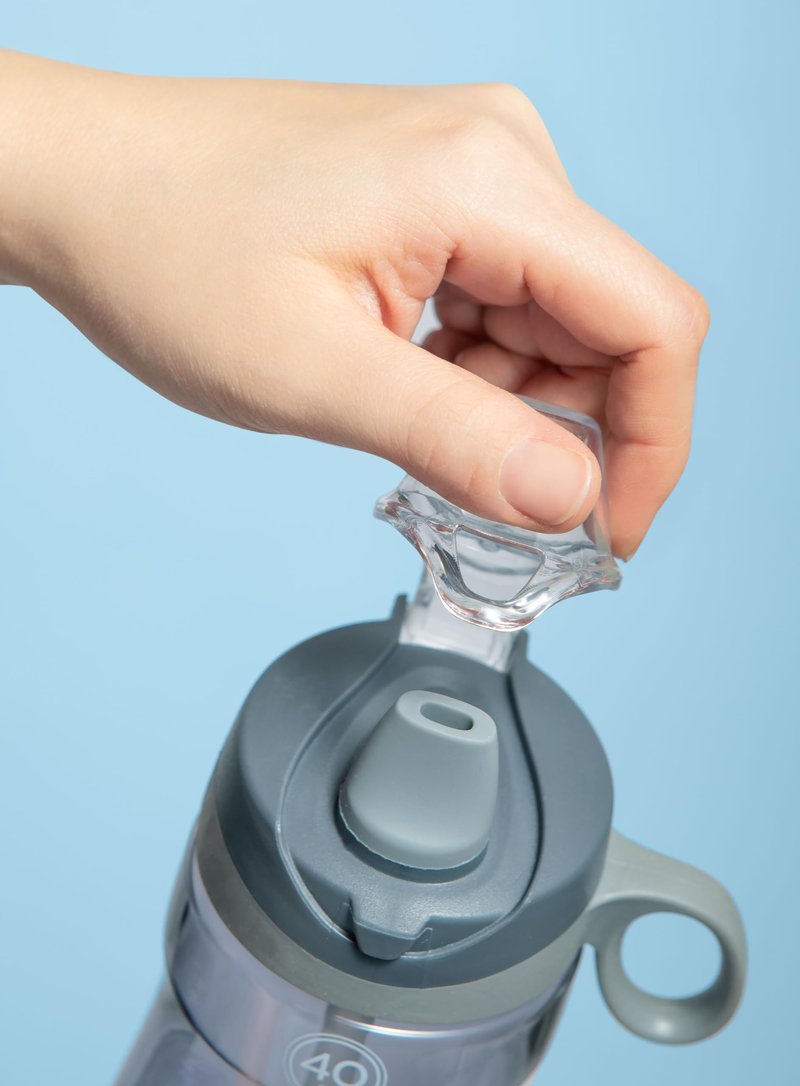 Pogo BPA-Free Tritan Plastic Water Bottle with Soft Straw, 40 Oz, Grey