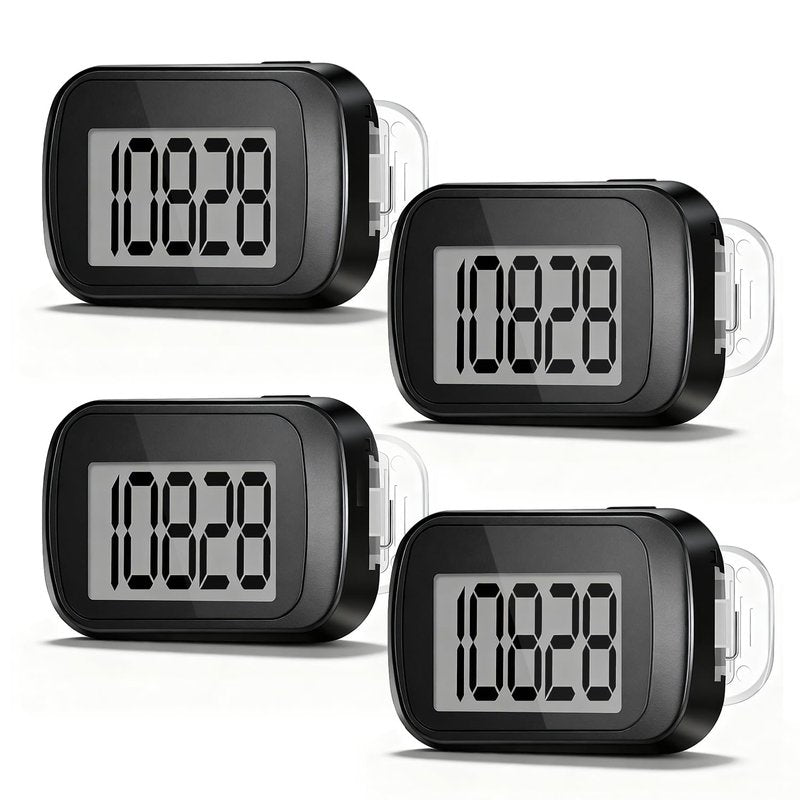 4 Pack Pedometer for Walking, Simple Step Counter 3D Pedometer with Removable Clip and Lanyard, Step Tracker with Large Digital Display, Accurate Step Tracking for Men Women Kids