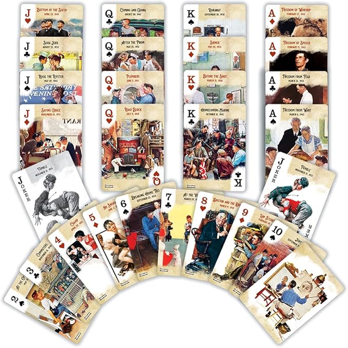 MasterPieces Officially Licensed Saturday Evening Post Norman Rockwell Playing Cards - 54 Card Deck for Adults