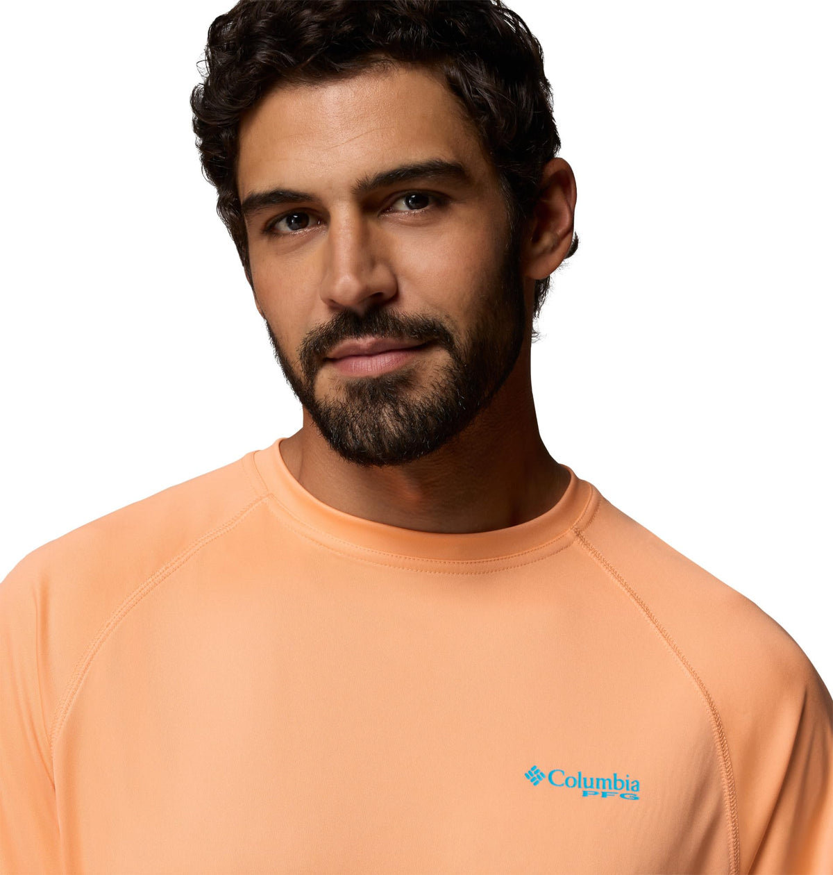 Columbia Men's PFG Terminal Tackle Long Sleeve Fishing Shirt, Bright Nectar/Ocean Teal Logo, 1X