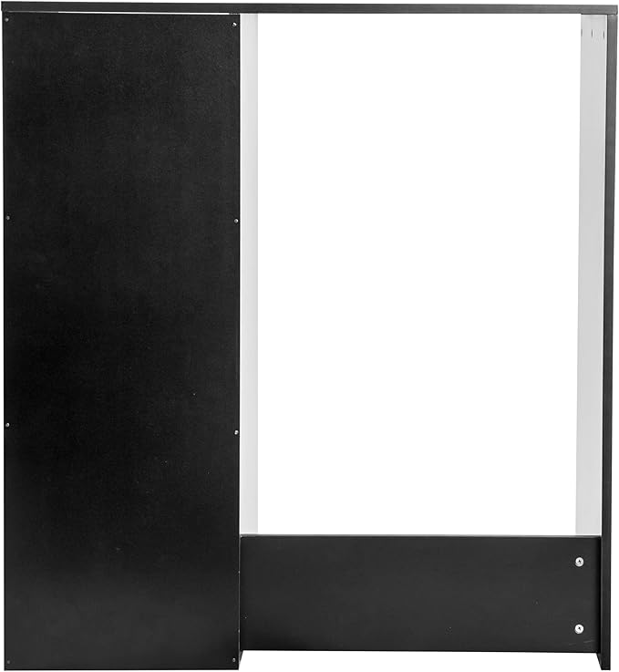 Flash Furniture Lotus Mini Fridge Shelf Organizer, Space Saving Over Shelf for Mini Fridge with Dual Cubby Spaces, Engineered Wood, 33.75" W, Black