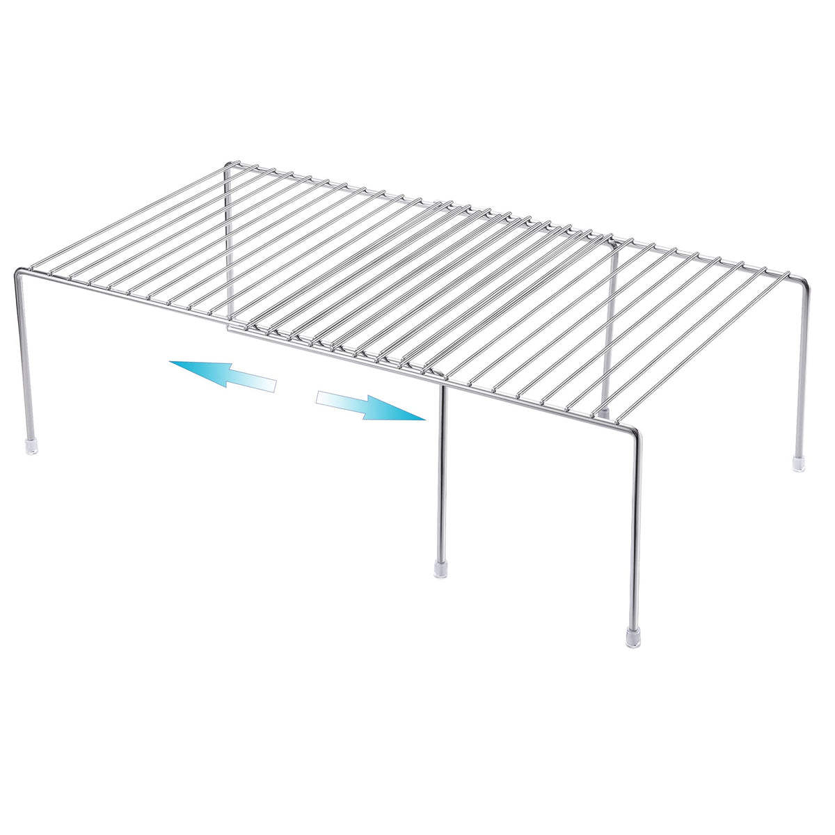 iPEGTOP Freezer Cabinet Storage Shelf Set of 4, 8 Pieces Expandable Metal Rustproof Spice Rack, Adjustable Kitchen Organizer Counter Fridge Pantry Shelf Space Saver (White)