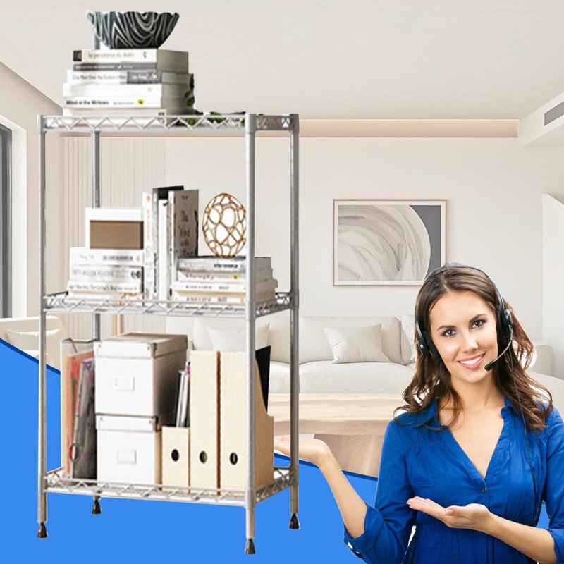 3-Tier Wire Shelving Unit, 1000 lbs Capacity, Adjustable Metal Storage Shelves for Kitchen, Pantry, Garage & Warehouse, Heavy-Duty Steel Organizer (Silver，Easy Assembly)