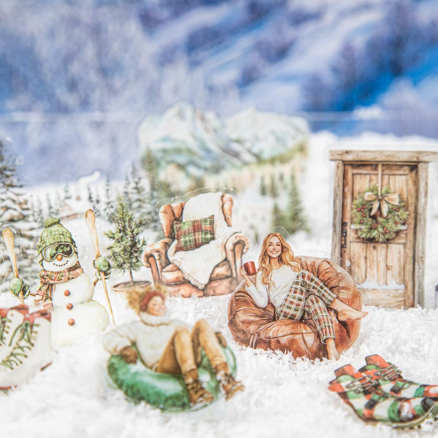 AuriicLeaf Snow Scene PET Stickers Set, 150PCS Winter Stickers for Scrapbooking, Journaling, DIY Crafts, and Art Supplies