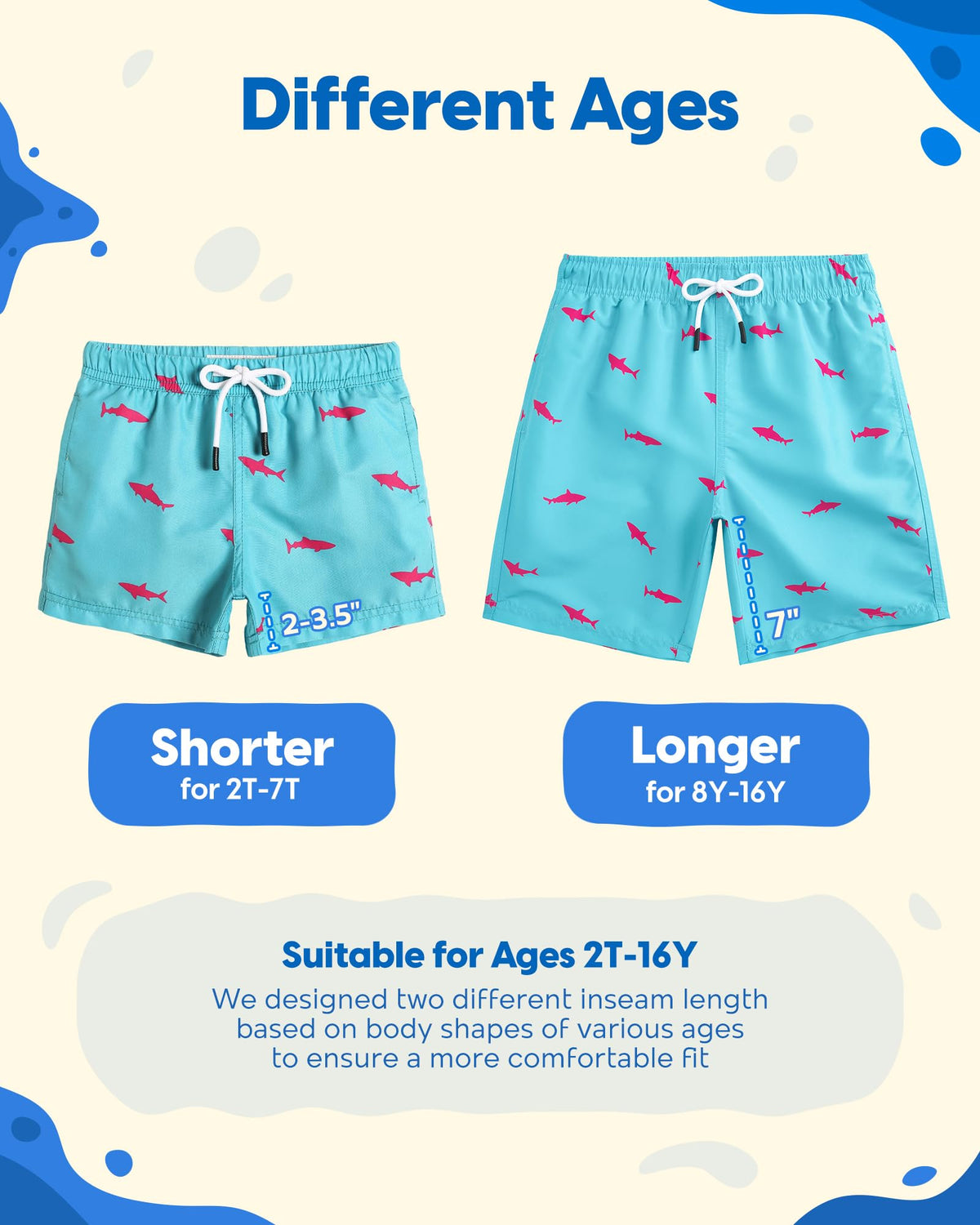 maamgic Boys Swim Trunks Toddler Swim Shorts Little Boys Bathing Suit Swimsuit Toddler Boy Swimwear Ice Cream Blue 7 Years