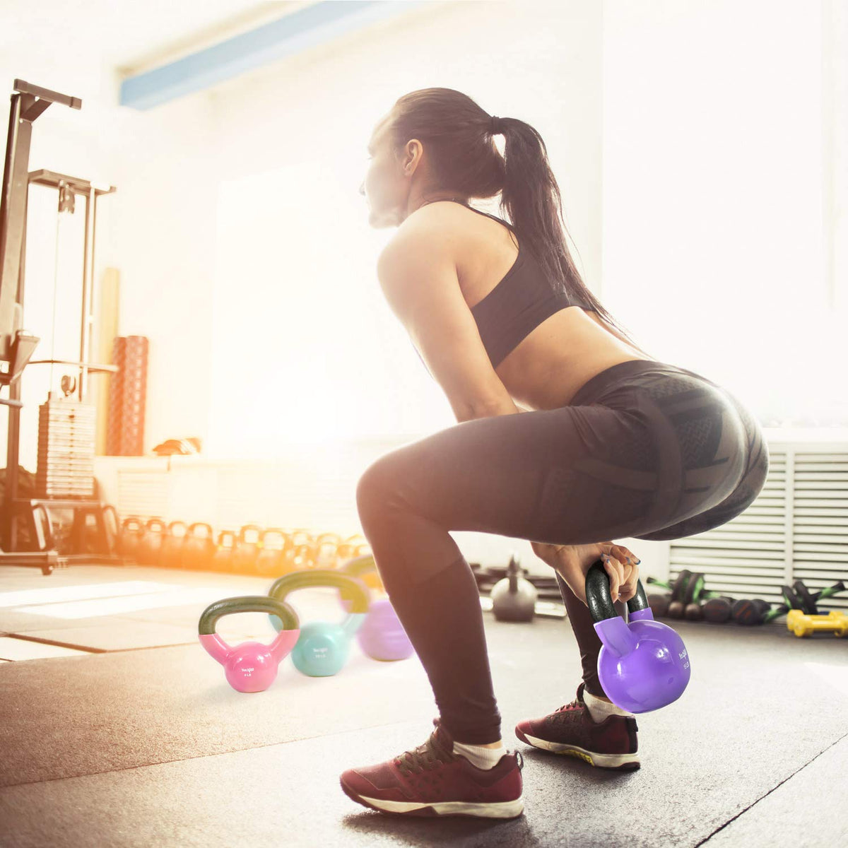 Yes4All Kettlebell, Vinyl Coated Cast Iron Kettlebell Sets 5, 10 & 15lbs for Weights Exercises, Full Body Workout, Push Up, Grip Strength & Strength Training - Multicolor