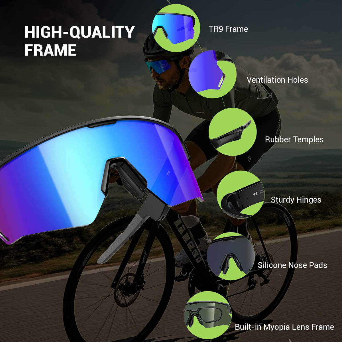 Blackview Polarized Sports Smart Sunglasses for Men and Women, UVProtection, 5.4 Bluetooth Glasses for Cycling Driving