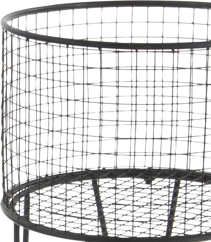 CosmoLiving by Cosmopolitan Metal Storage Cart Deep Set Rolling Mesh Laundry Basket , 18" x 18" x 24", Black