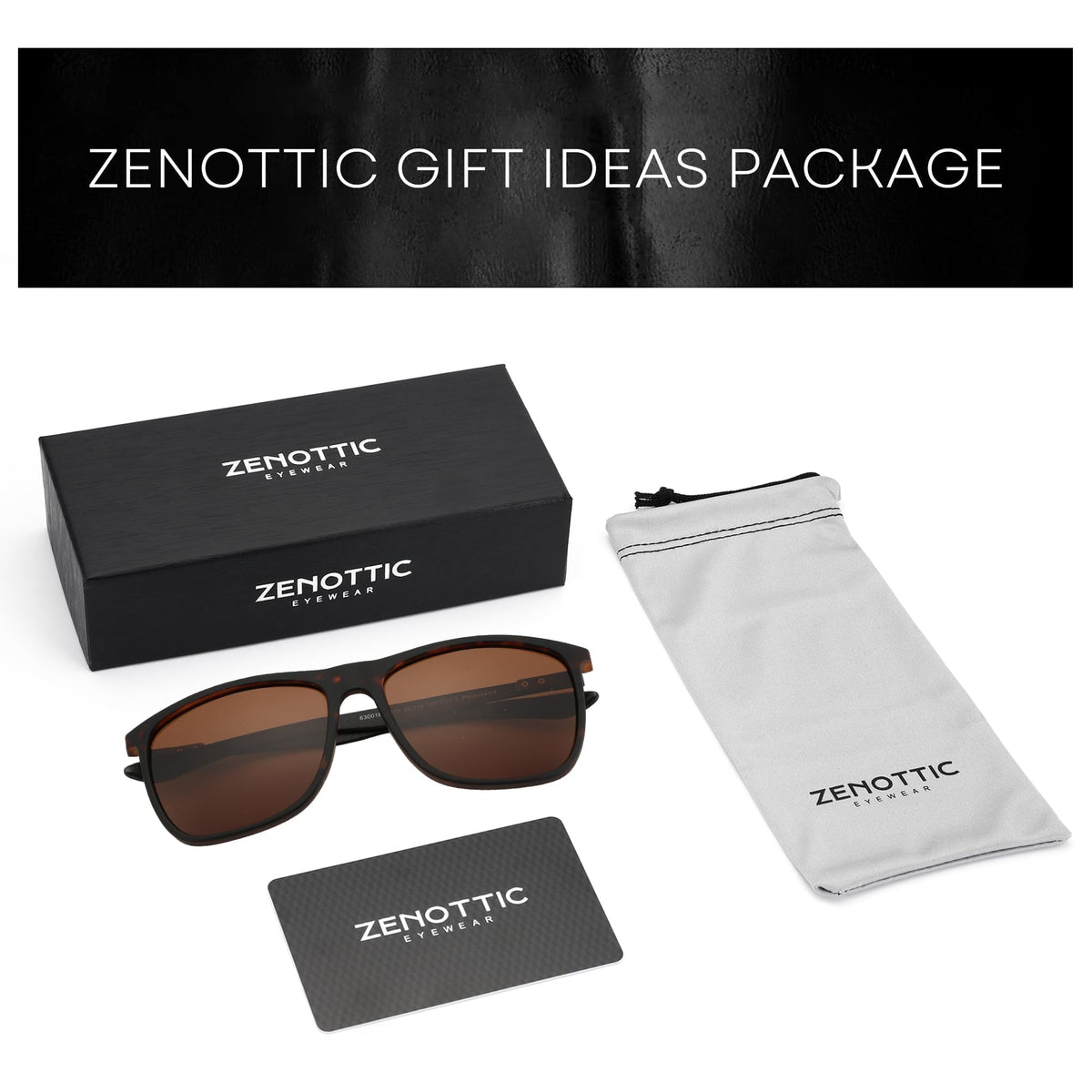 ZENOTTIC Square Polarized Sunglasses for Men Ultralight Carbon Fiber Sun Glasses Driving Fishing Golf Sports UV400 Protection