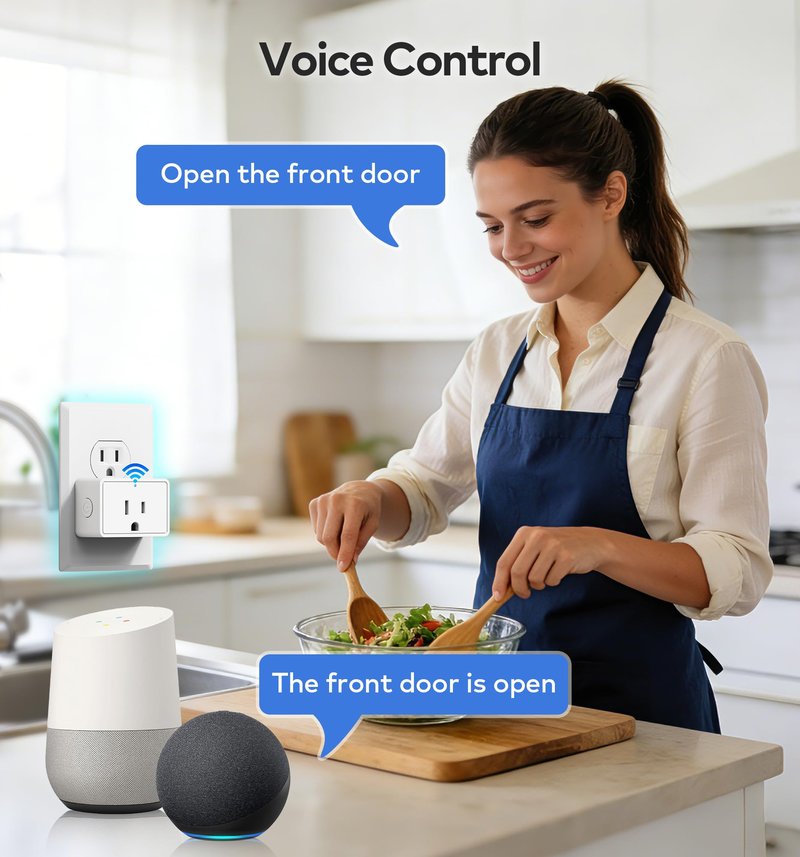 TEEHO G1 Gateway for Smart Door Lock with Smart Plug, WiFi Bridge for Remote Lock Control, App-Controlled Power Outlet, Smart Hub Compatible with KK Home APP and Alexa Voice Control