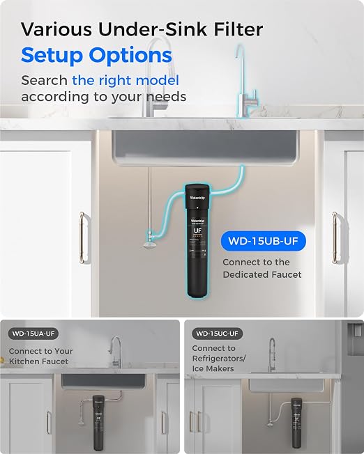 Waterdrop 15UB-UF 0.01 μm Ultra Filtration Under Sink Water Filter System