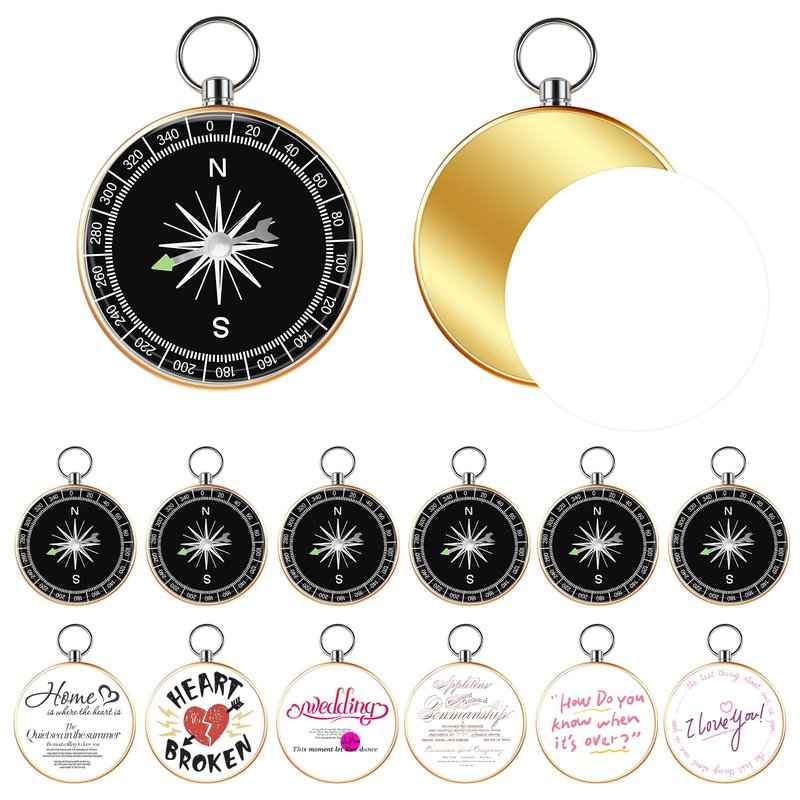 12 Pcs Sublimation Mini Compass, Mini Christian Compass for Vintage Gifts Religious Gifts for Men Graduation Weddings