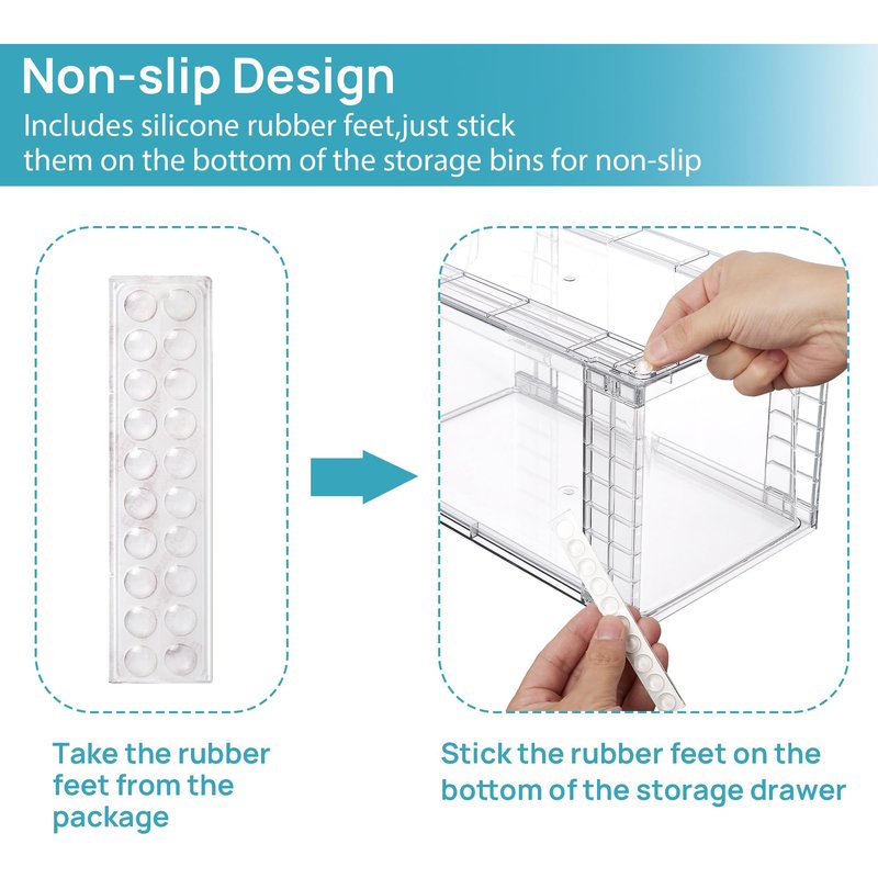 Vtopmart 2Pack Large Stackable Pantry Storage Drawers, Clear Organizer Bins with Handles, Acrylic Drawer Organizers for Kitchen, Pantry, Bathroom Undersink, Cabinet Organization and Storage