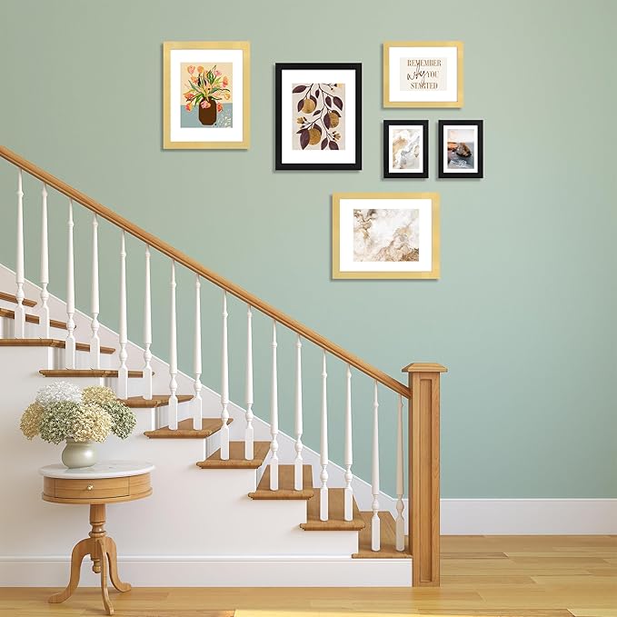 11x14 Picture Frame Set of 4, High Definition Real Glass, Display Pictures 8x10 with Mat or 11x14 Without Mat, Gallery Wall Hanging Photo Frames, Black